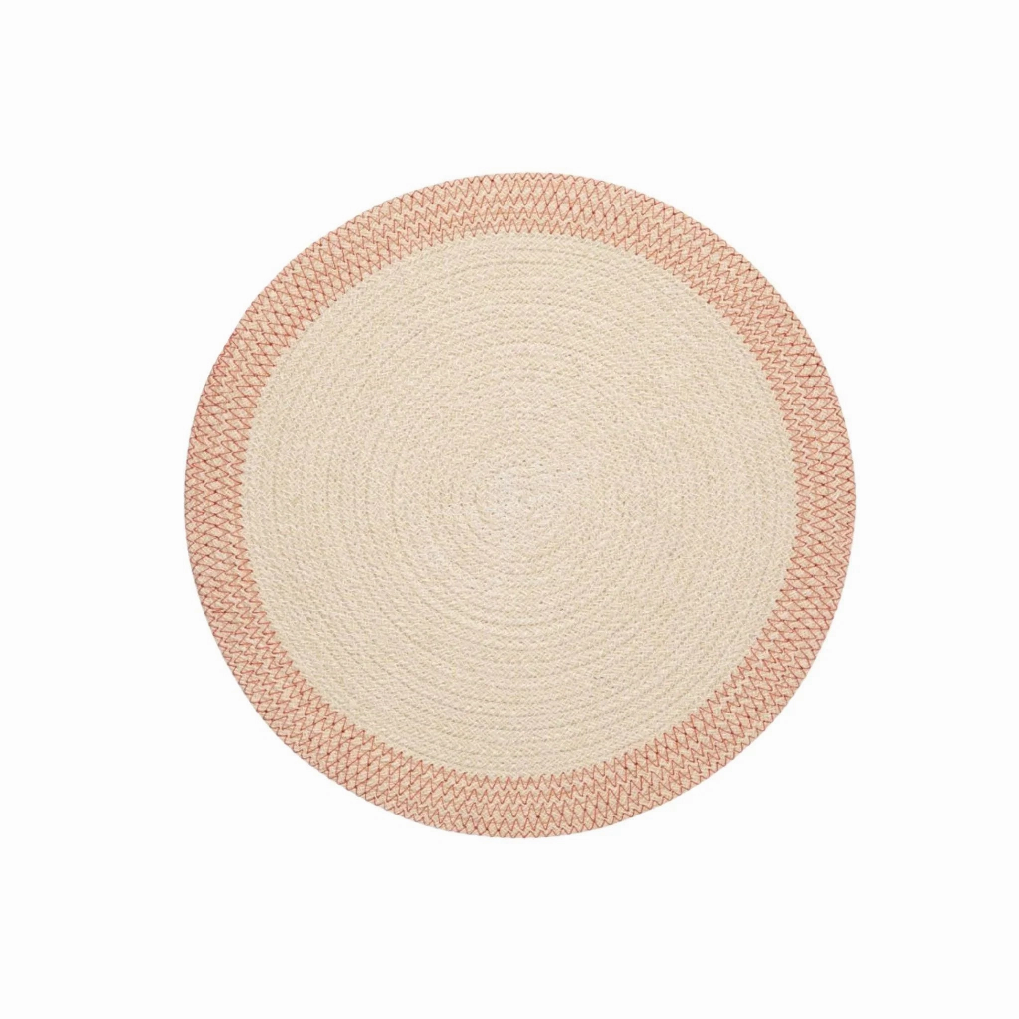 Round Natural & Pink Cotton and Jute Woven Placemats mini desktop sculpture
