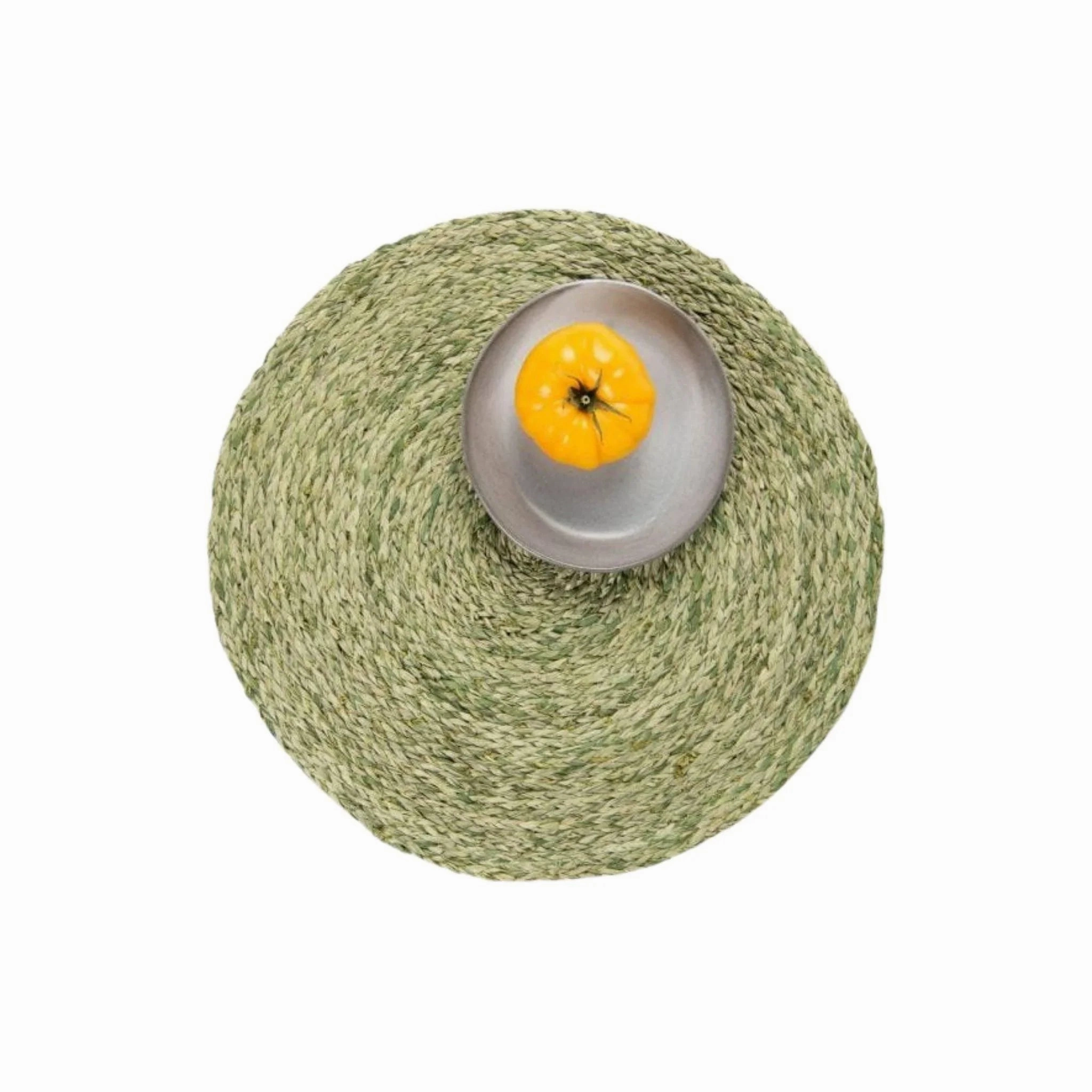 Round Pale Green Raffia Placemats mini desktop sculpture