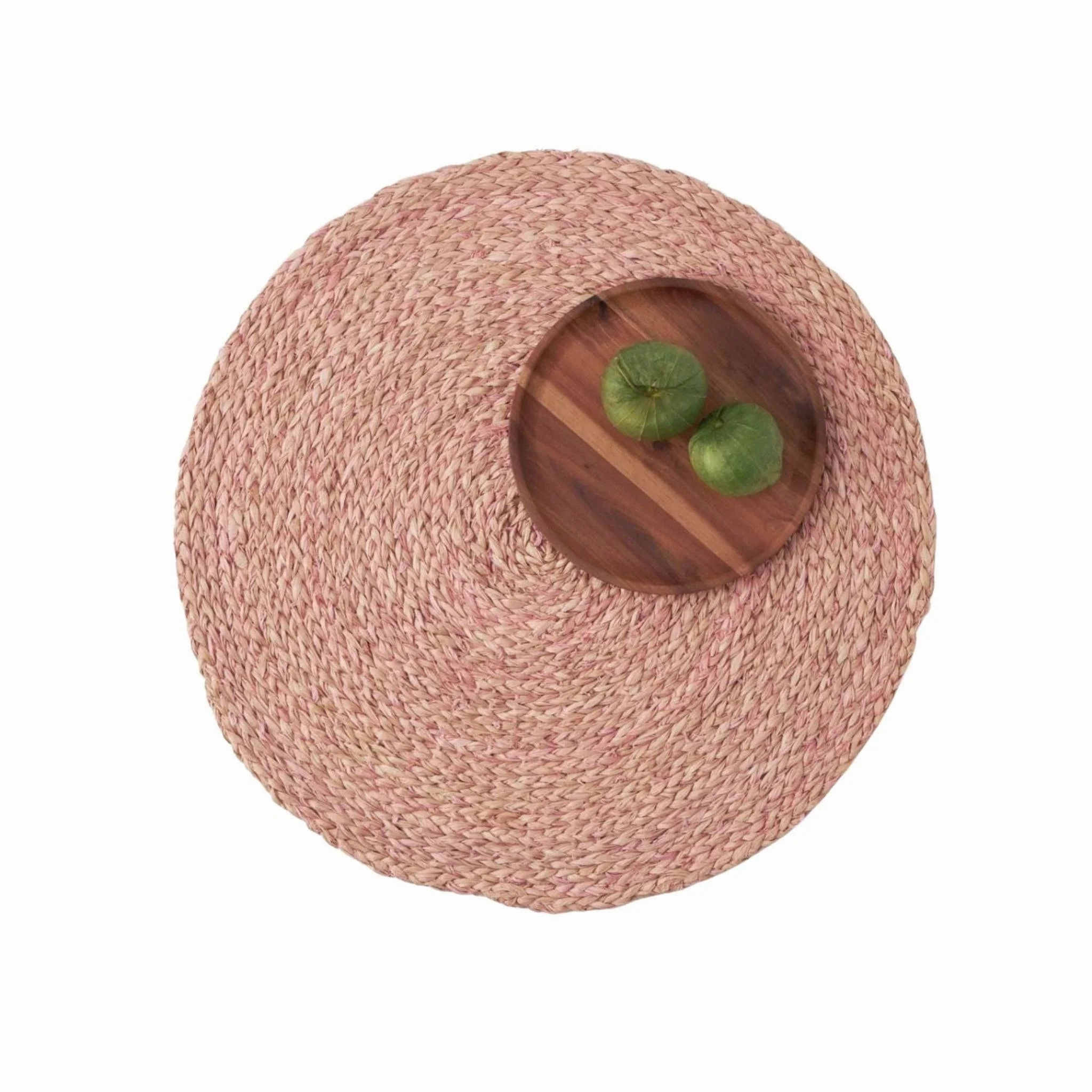 Round Pink Raffia Placemats