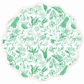 Round Scalloped Placemat, Birds of Paradise - Green cute desktop display
