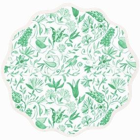 Round Scalloped Placemat, Birds of Paradise - Green mini desktop sculpture