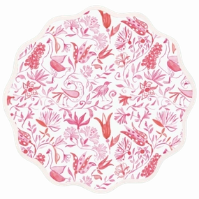Round Scalloped Placemat, Birds of Paradise - Pink mini desktop sculpture