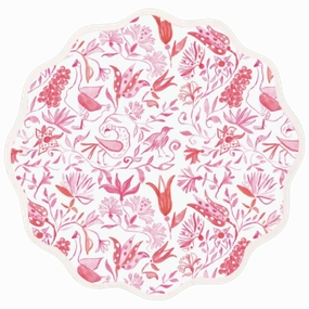 Round Scalloped Placemat, Birds of Paradise - Pink cute desktop display