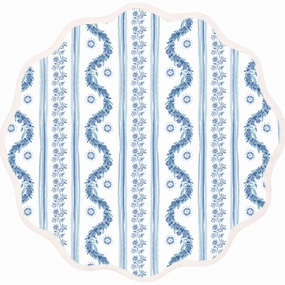 Round Scalloped Placemat, Boxwood Garden - Delft Blue cute desktop display