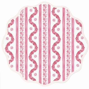 Round Scalloped Placemat, Boxwood Garden - Rose cute desktop display