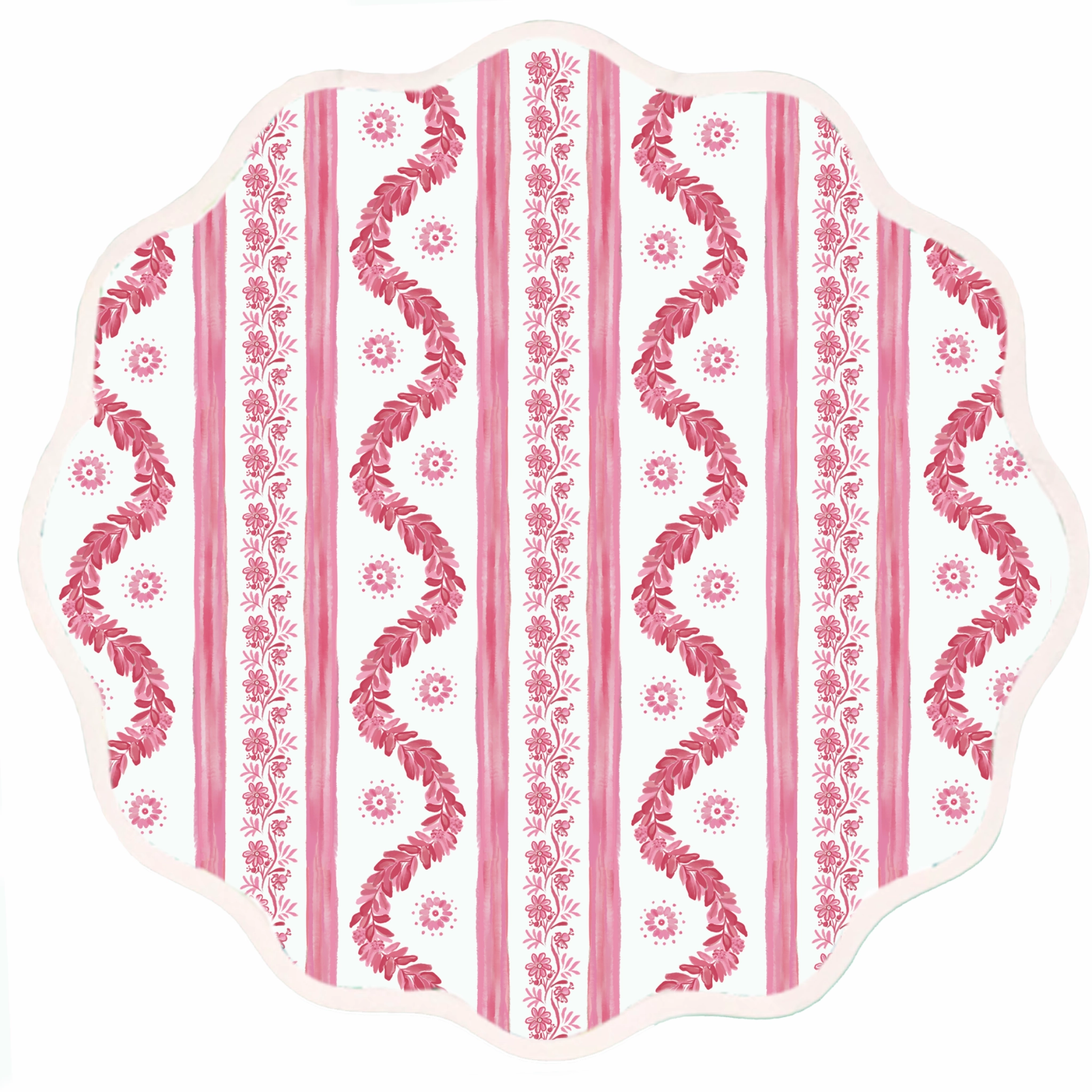 Round Scalloped Placemat, Boxwood Garden - Rose cute desktop display