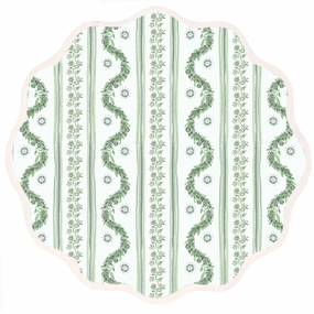 Round Scalloped Placemat, Boxwood Garden - Sage mini desktop sculpture