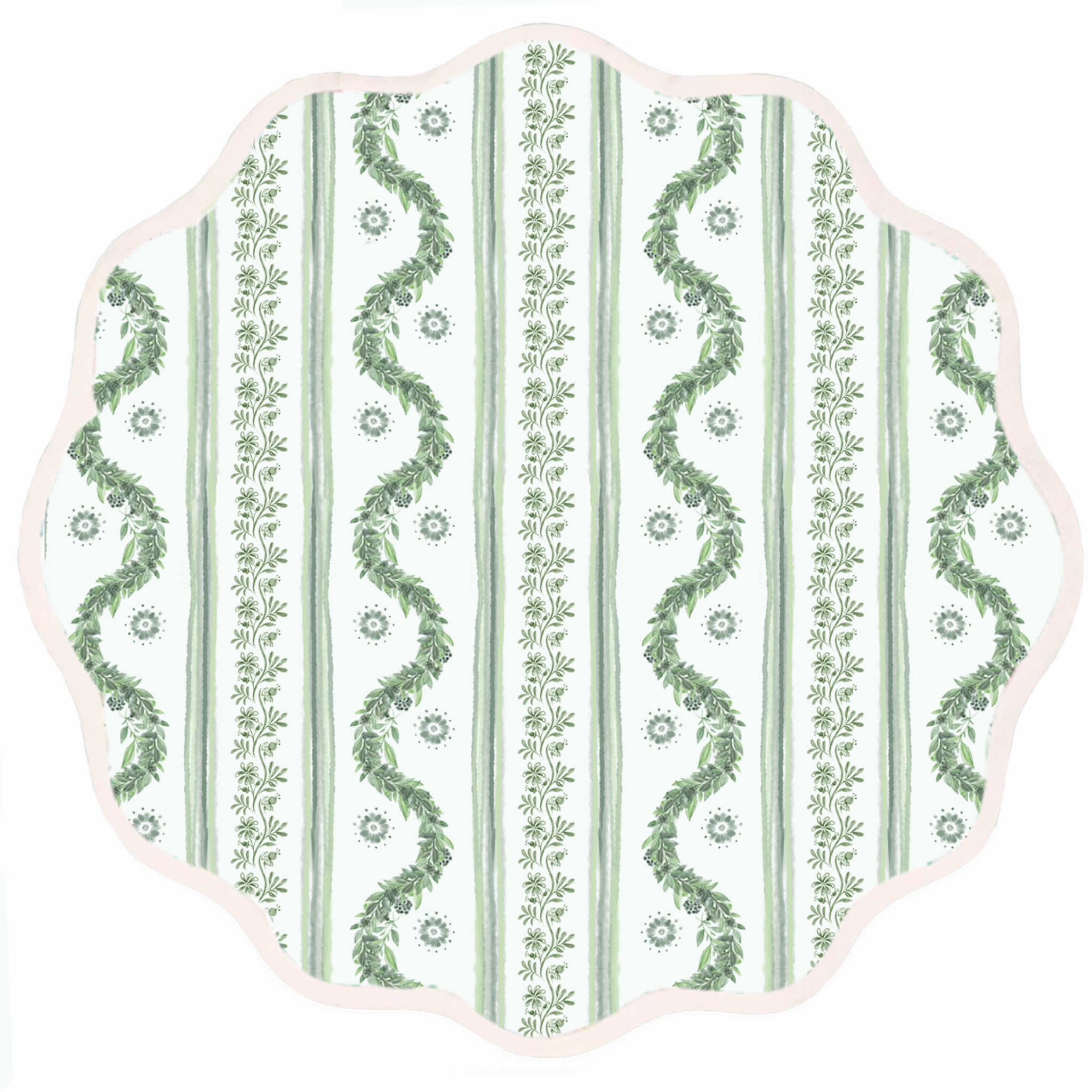 Round Scalloped Placemat, Boxwood Garden - Sage mini desktop sculpture