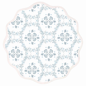 Round Scalloped Placemat, Floral Trellis - Blue mini desktop sculpture