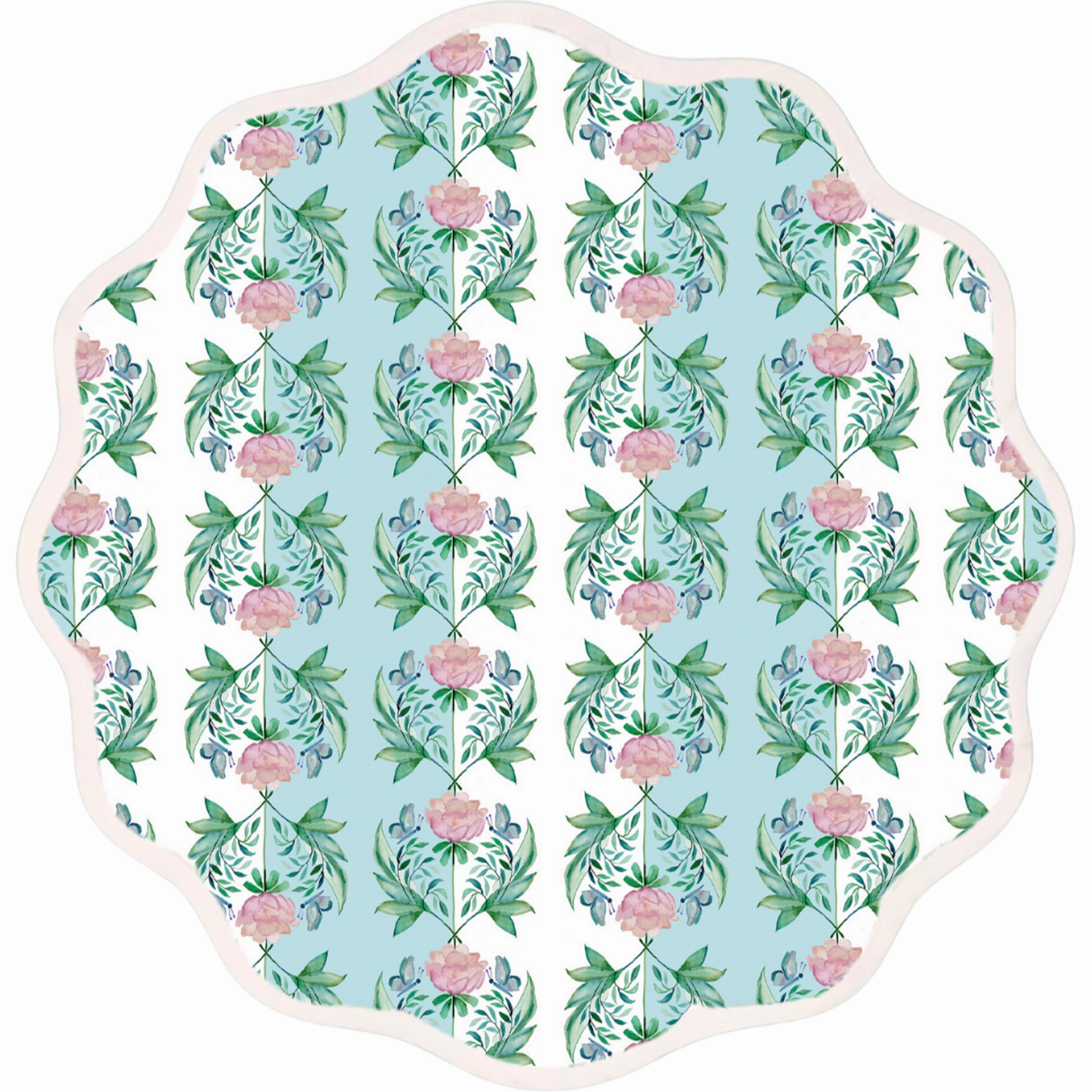 Round Scalloped Placemat, Garden Rose mini desktop sculpture