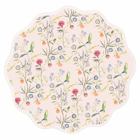 Round Scalloped Placemat, Jardin de Fleurs - Peony mini desktop sculpture