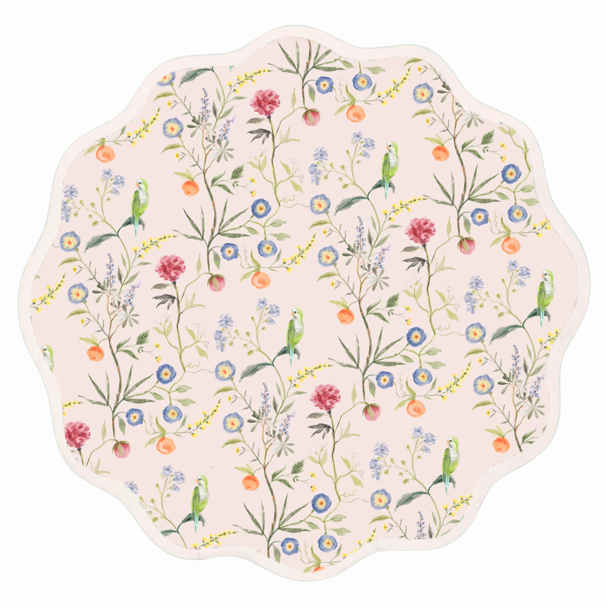 Round Scalloped Placemat, Jardin de Fleurs - Peony mini desktop sculpture