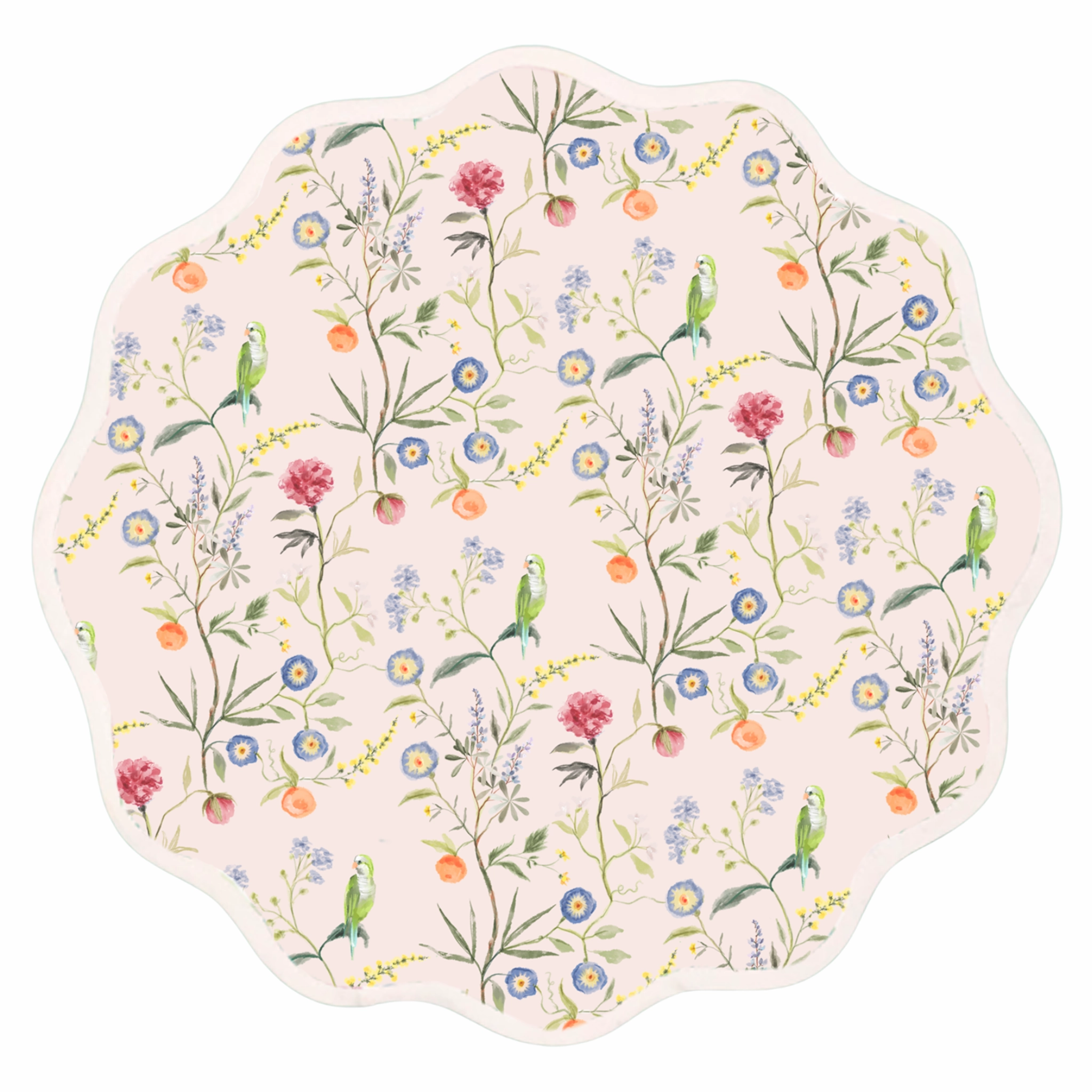 Round Scalloped Placemat, Jardin de Fleurs - Peony cute desktop display