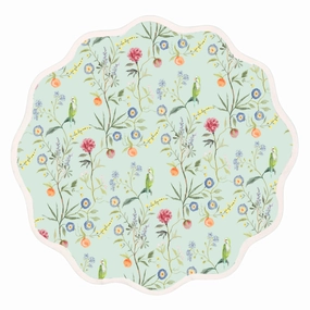 Round Scalloped Placemat, Jardin de Fleurs - Sage cute desktop display