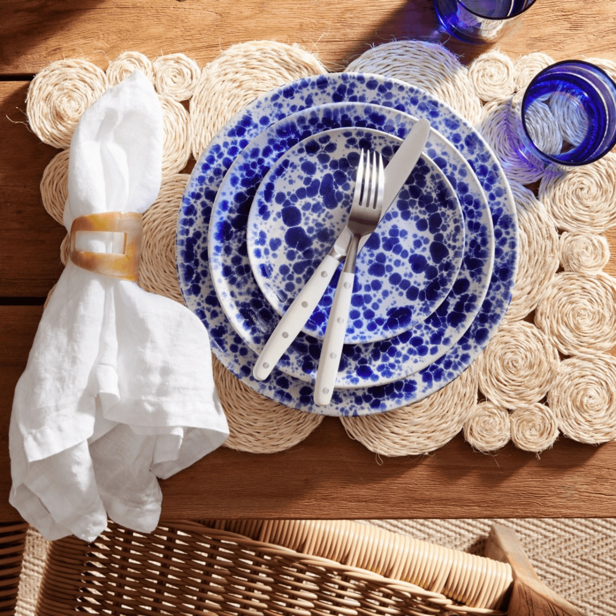 Royal Blue Splatter Stoneware Dinnerware Collection