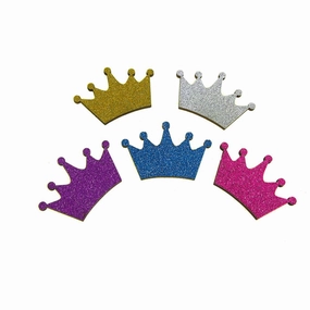 Royal Crown Glitter Wood Favors, 1-1/2-Inch wooden room decoration