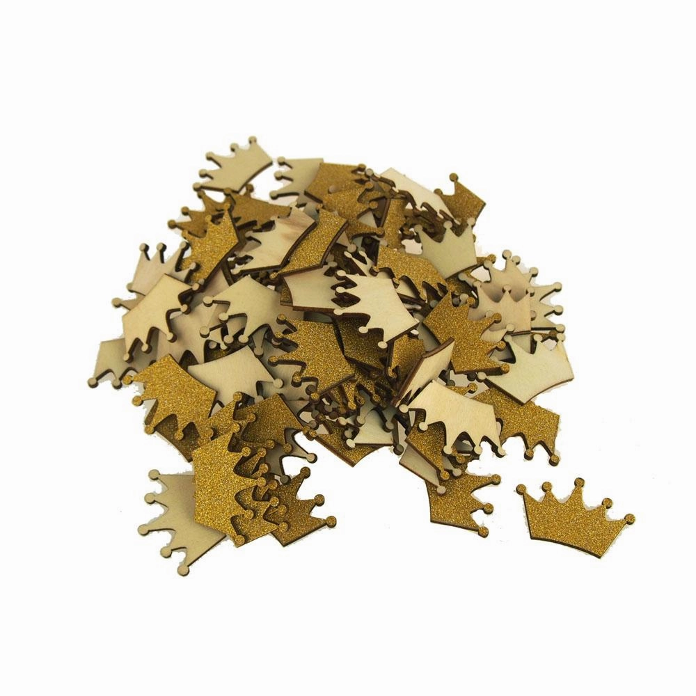 Royal Crown Glitter Wood Favors, 1-1/2-Inch
