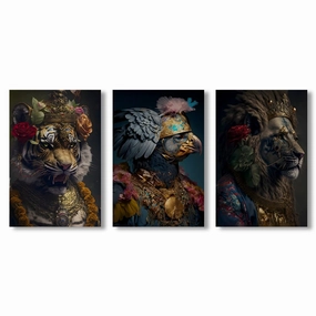 Royal Highness Triptych by Juliano de Araujo framed mural artwork