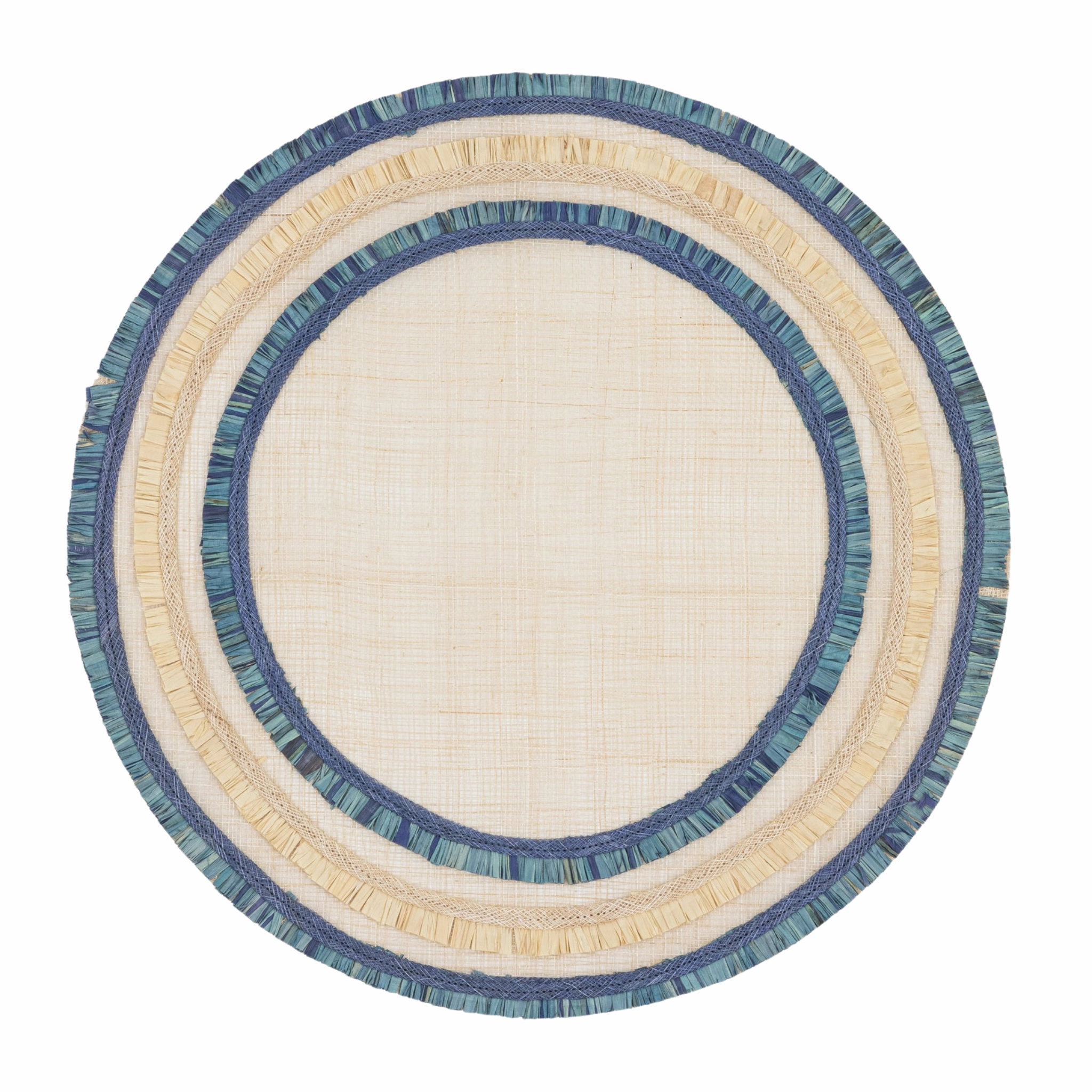 Ruffle Edge Straw Placemat, Indigo, Set of Four mini desktop sculpture