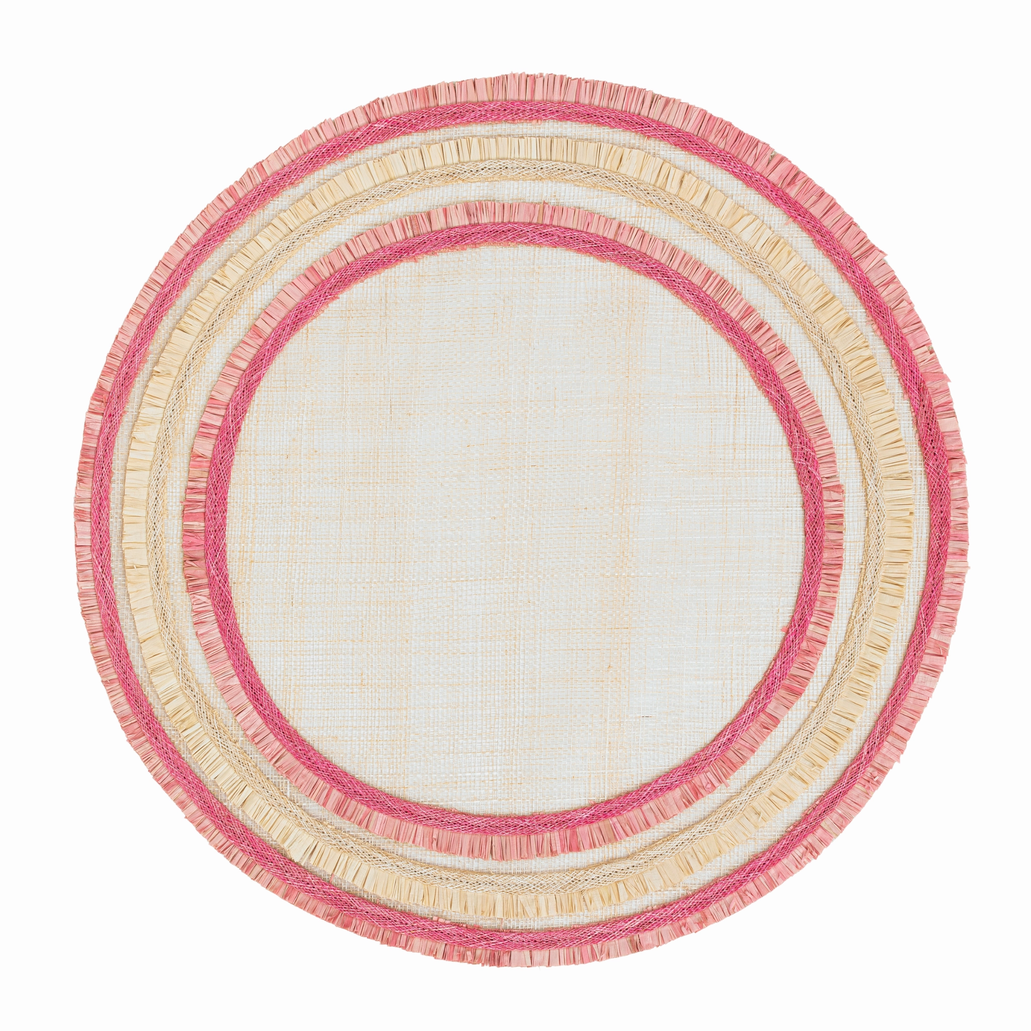 Ruffle Edge Straw Placemat, Pink, Set of Four mini desktop sculpture