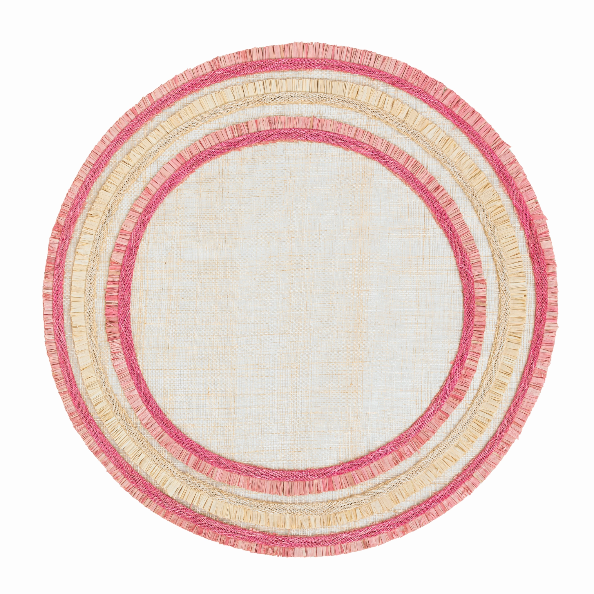 Ruffle Edge Straw Placemat, Pink, Set of Four cute desktop display