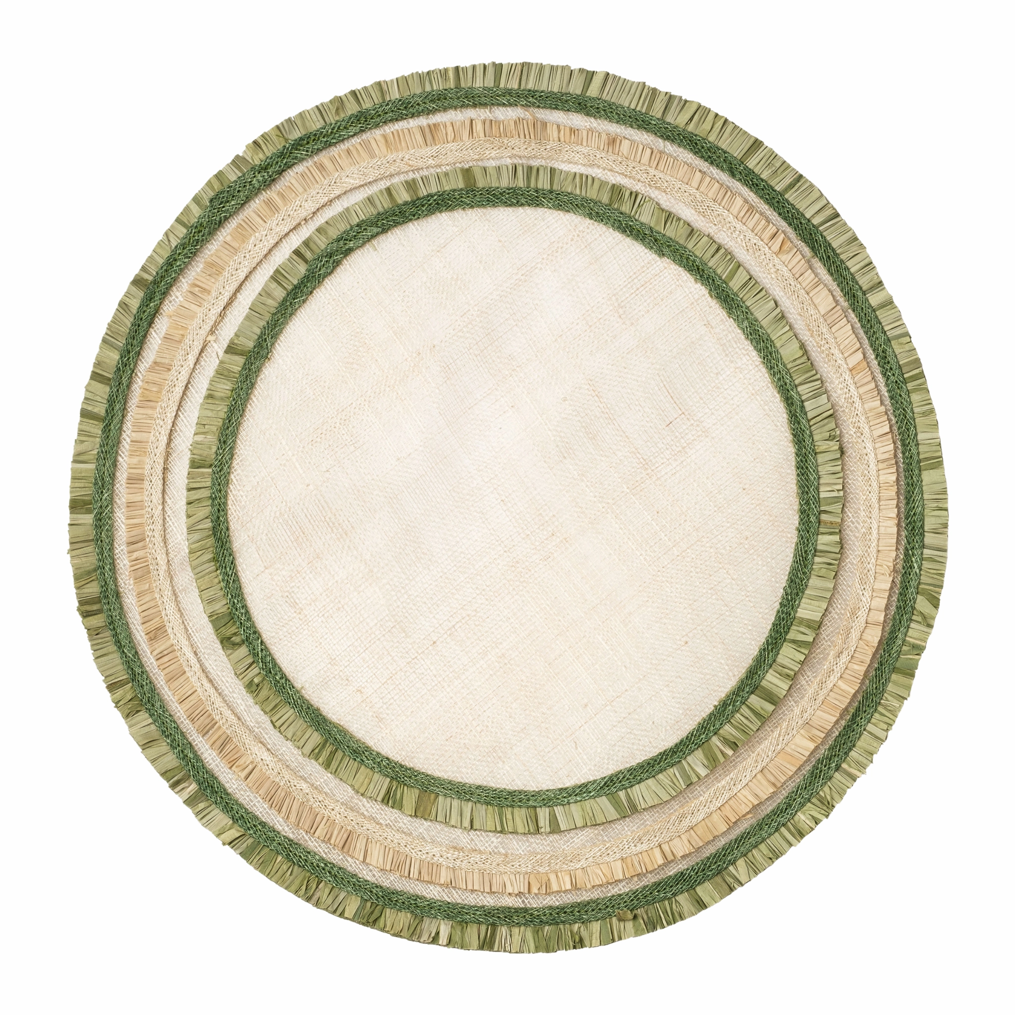 Ruffle Edge Straw Placemats, Green, Set of Four mini desktop sculpture