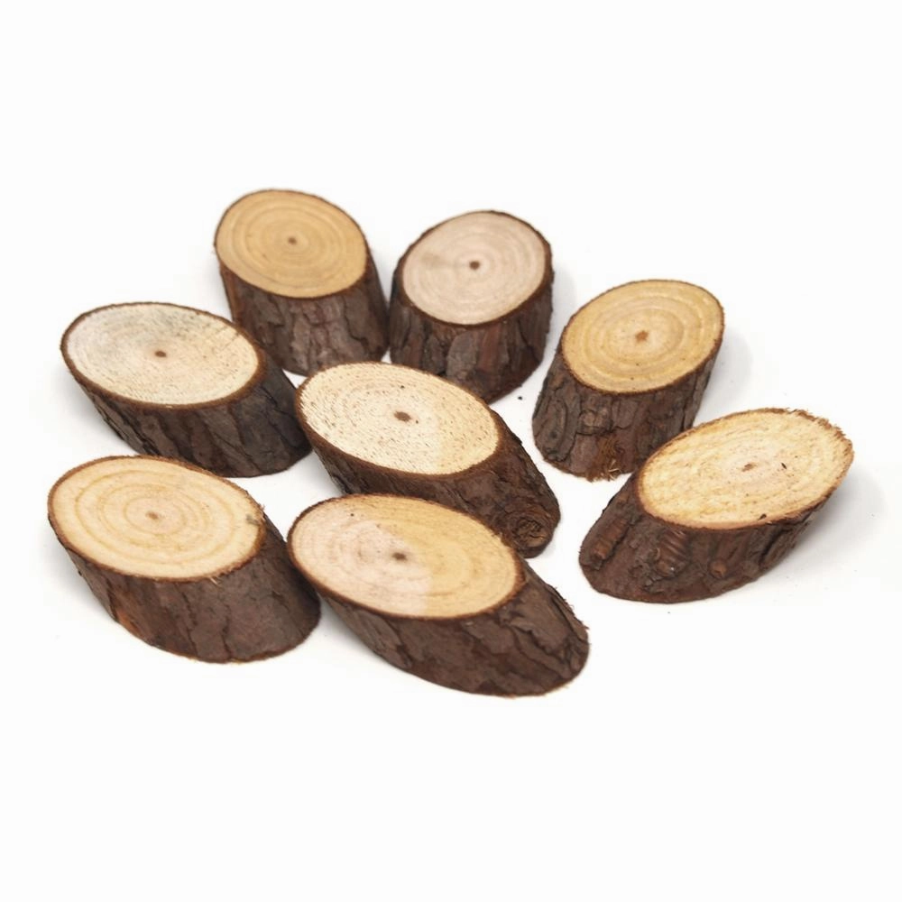Rustic Round Angled Natural Wood Slices, 2-3/8-inch, 8-count wooden room decoration