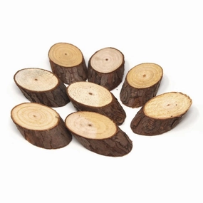 Rustic Round Angled Natural Wood Slices, 2-3/8-inch, 8-count wooden room decoration
