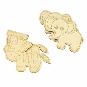 Safari Pals DIY Wood Cut-Outs, 3-Inch wooden room decoration