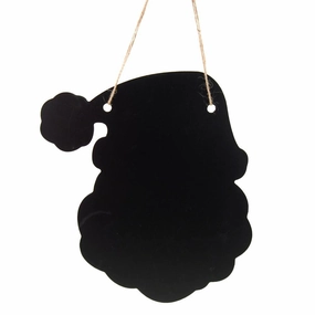 Santa Chalkboard Wooden Wall Plaque, Black, 9-3/4-Inch wooden room decoration