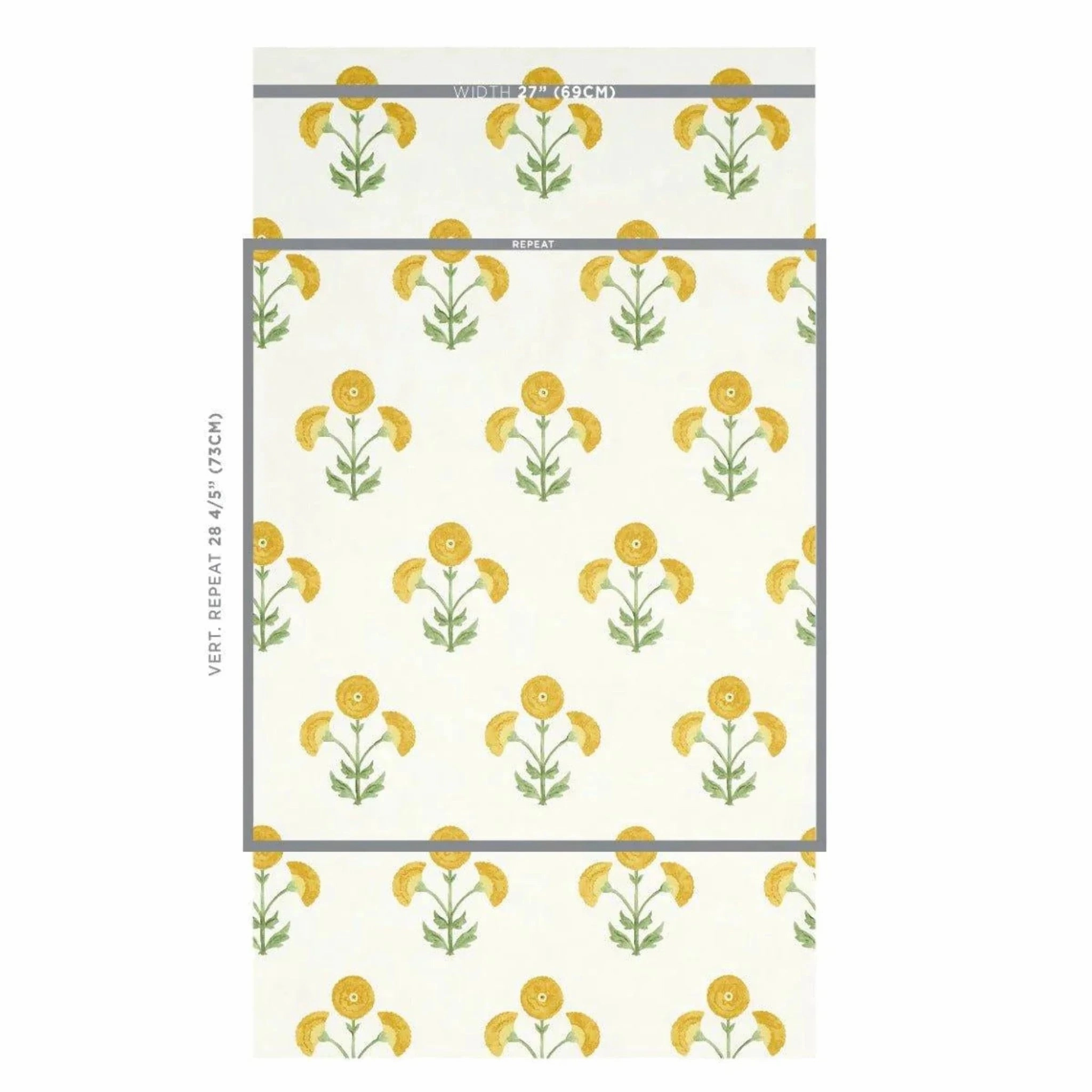 Saranda Flower Wallpaper in Marigold