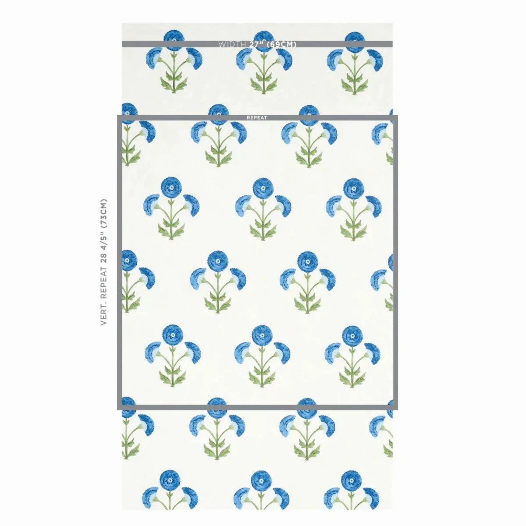 Saranda Flower Wallpaper in Royal