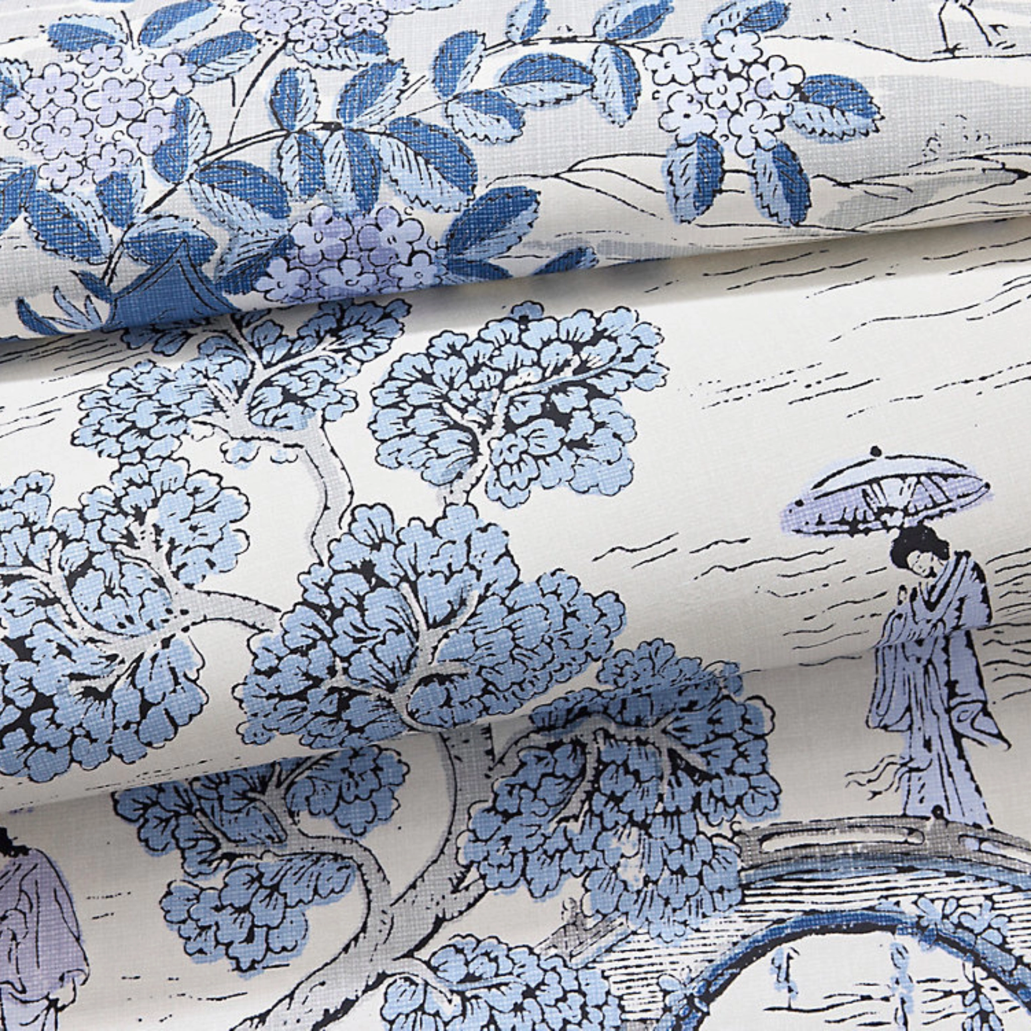Satomi Wallpaper in Evening Blue
