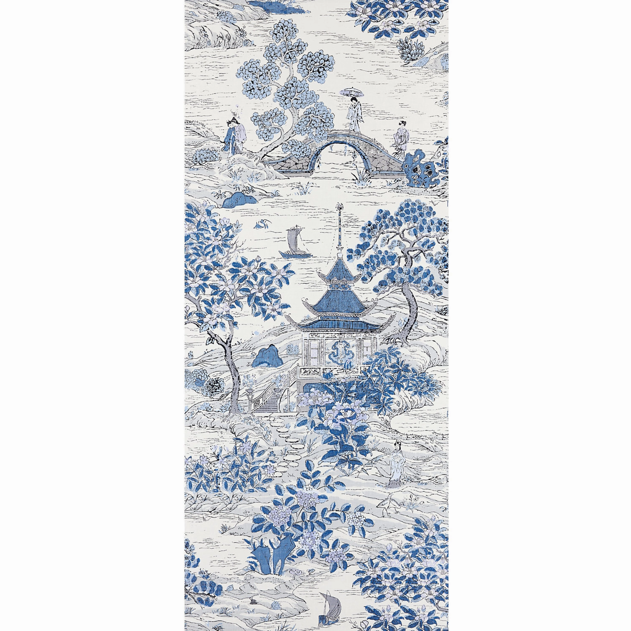 Satomi Wallpaper in Evening Blue