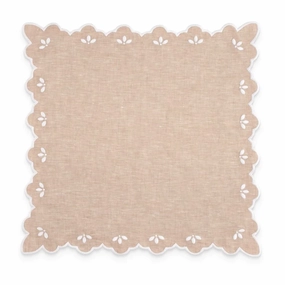 Scalloped Edge Embroidered Sand Linen Dinner Napkin mini desktop sculpture