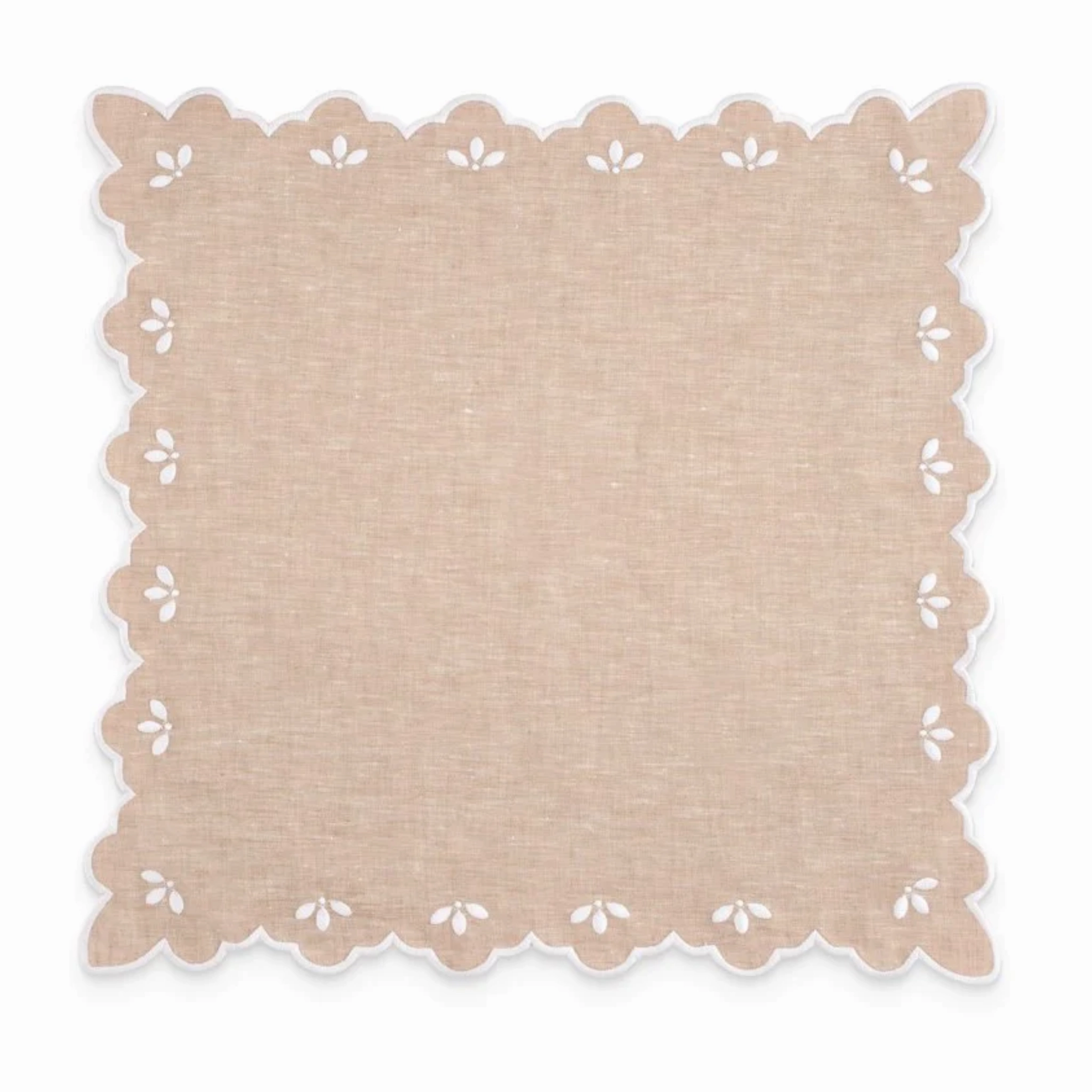 Scalloped Edge Embroidered Sand Linen Dinner Napkin cute desktop display