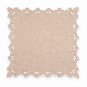 Scalloped Edge Embroidered Sand Linen Dinner Napkin cute desktop display