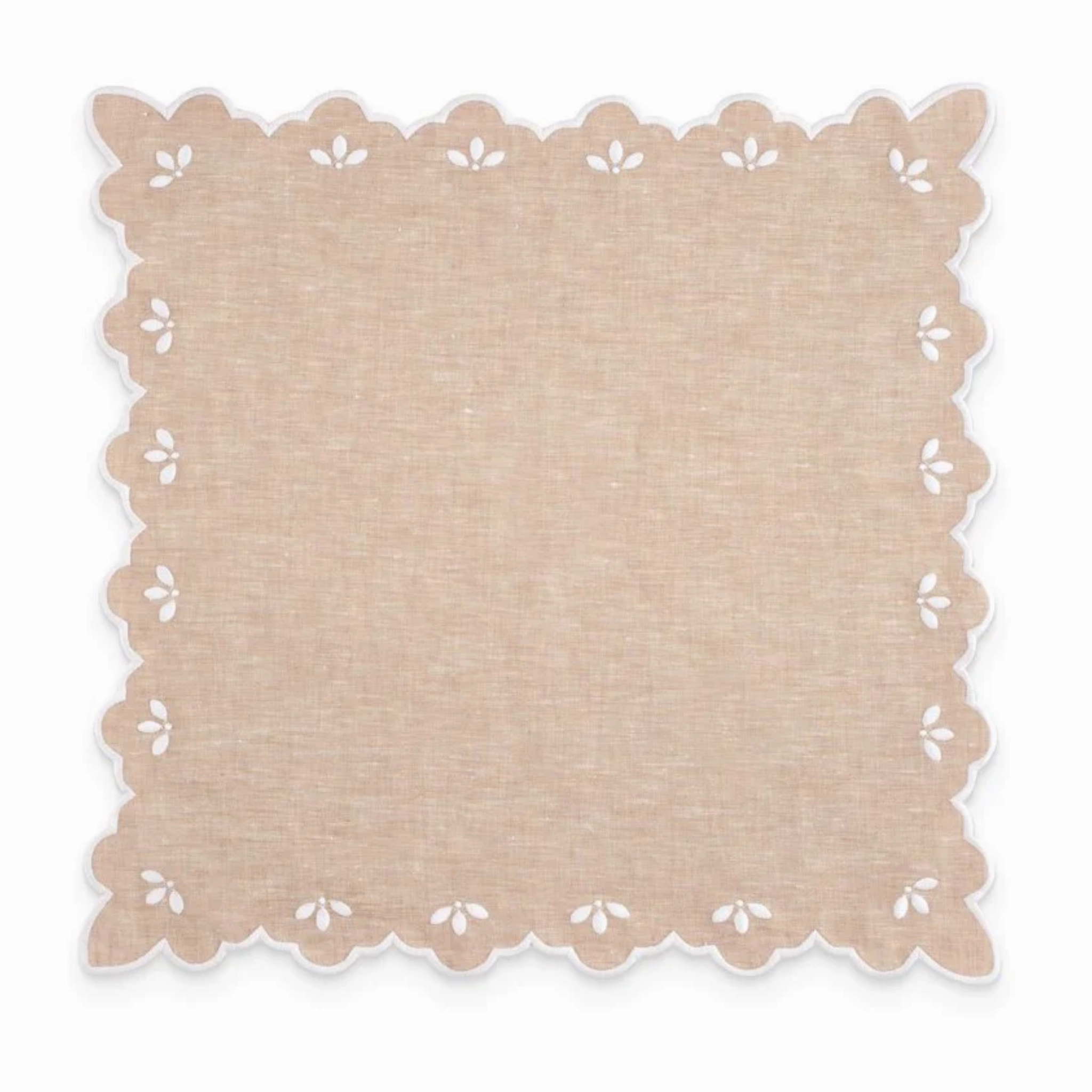 Scalloped Edge Embroidered Sand Linen Dinner Napkin mini desktop sculpture