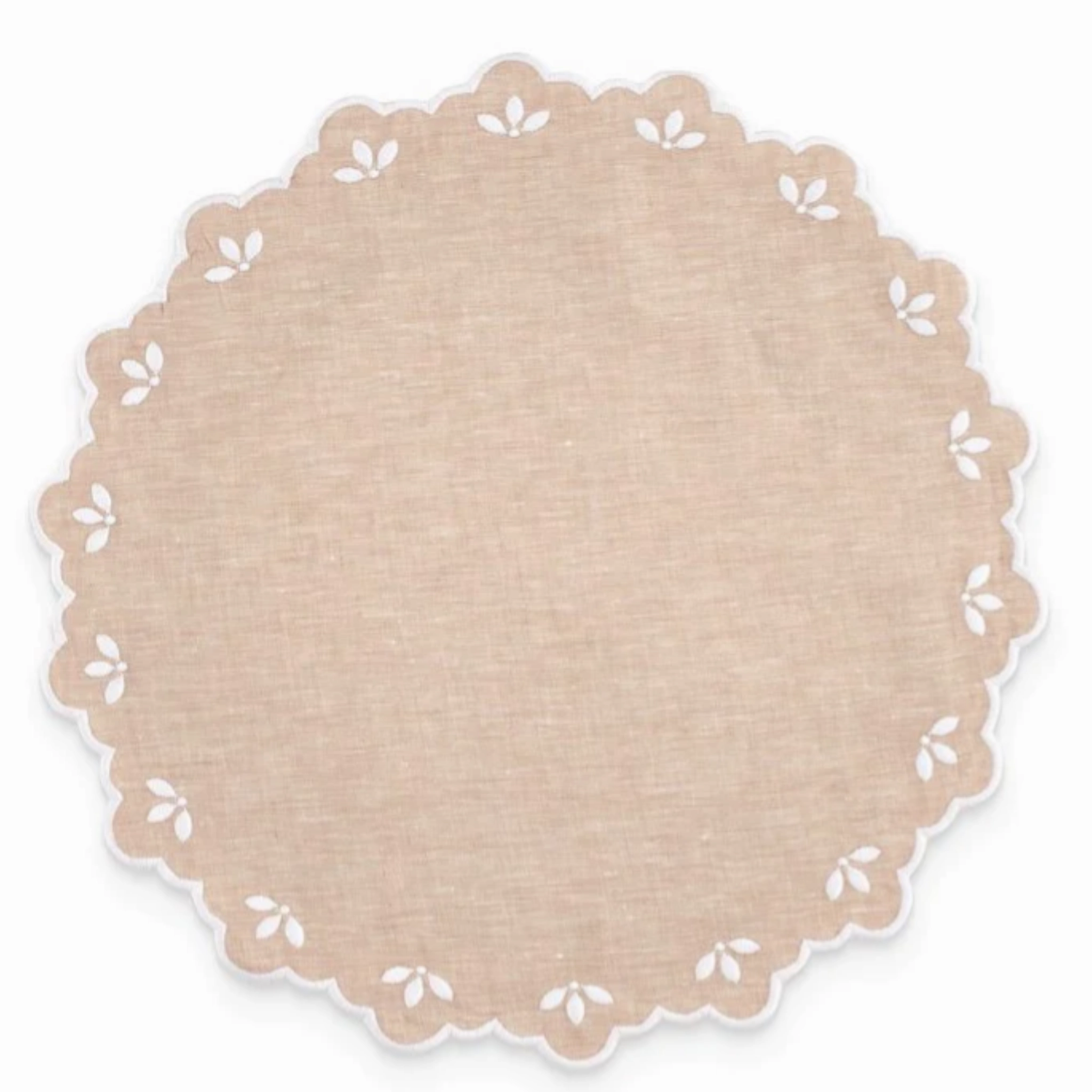 Scalloped Edge Embroidered Sand Linen Placemat mini desktop sculpture