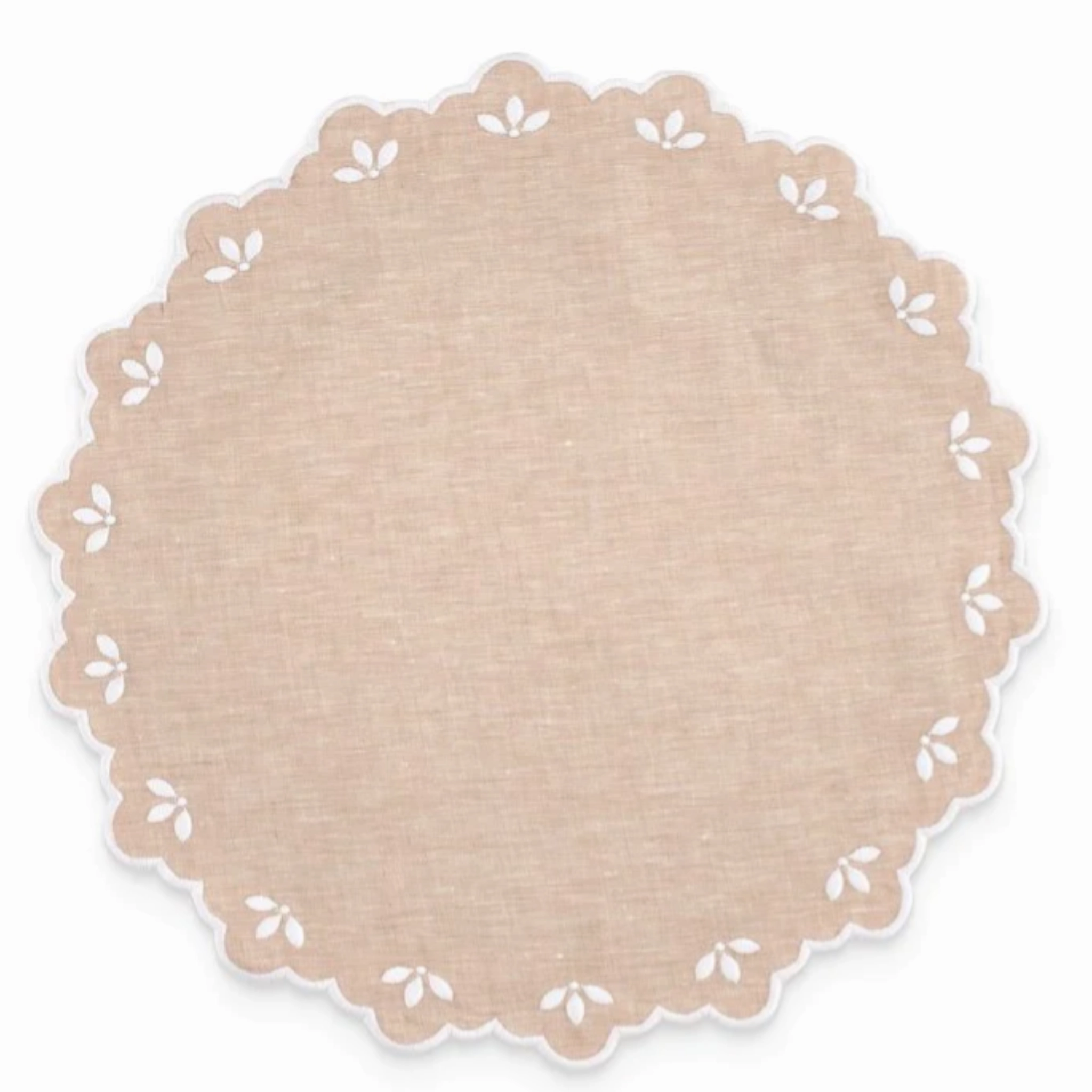 Scalloped Edge Embroidered Sand Linen Placemat cute desktop display