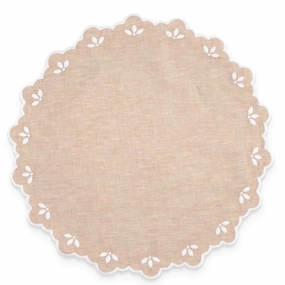Scalloped Edge Embroidered Sand Linen Placemat mini desktop sculpture