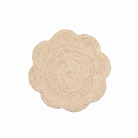 Scalloped Edge Round Bleached Raffia Placemats cute desktop display