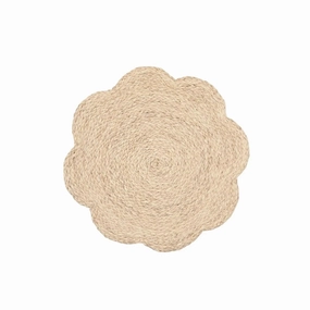 Scalloped Edge Round Bleached Raffia Placemats mini desktop sculpture