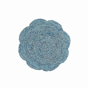 Scalloped Edge Round Raffia Placemats in Mixed Blue cute desktop display