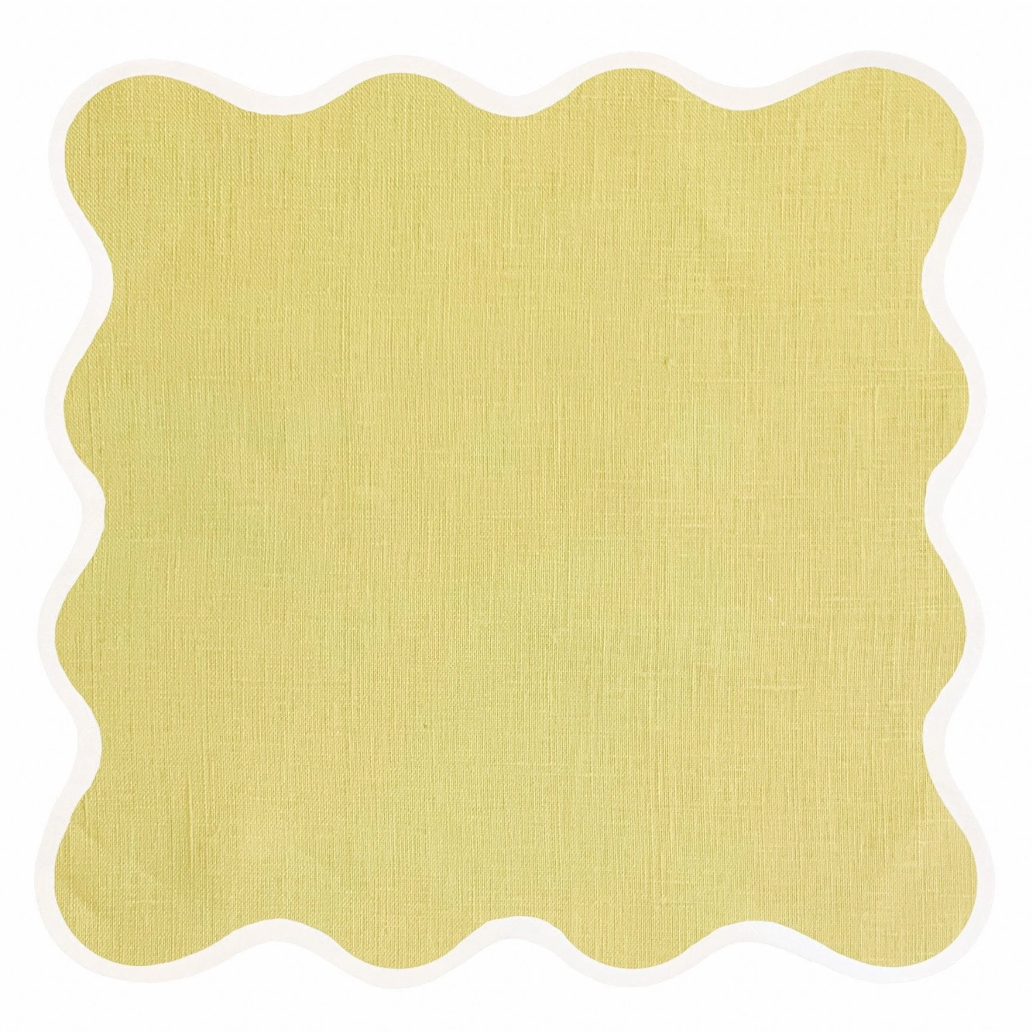 Scalloped Square Table Linen, Buttercup Yellow mini desktop sculpture