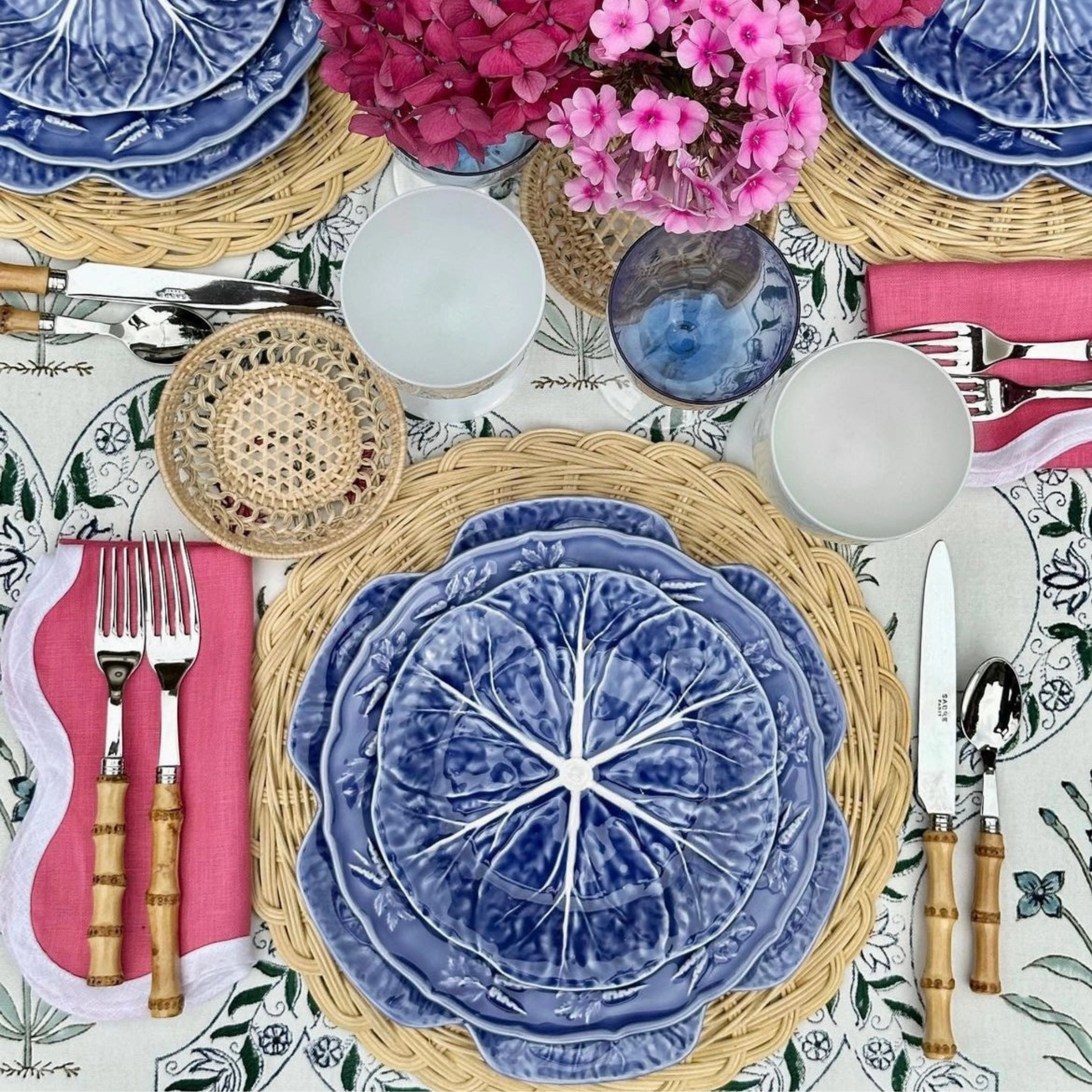 Scalloped Square Table Linen, Hibiscus Pink