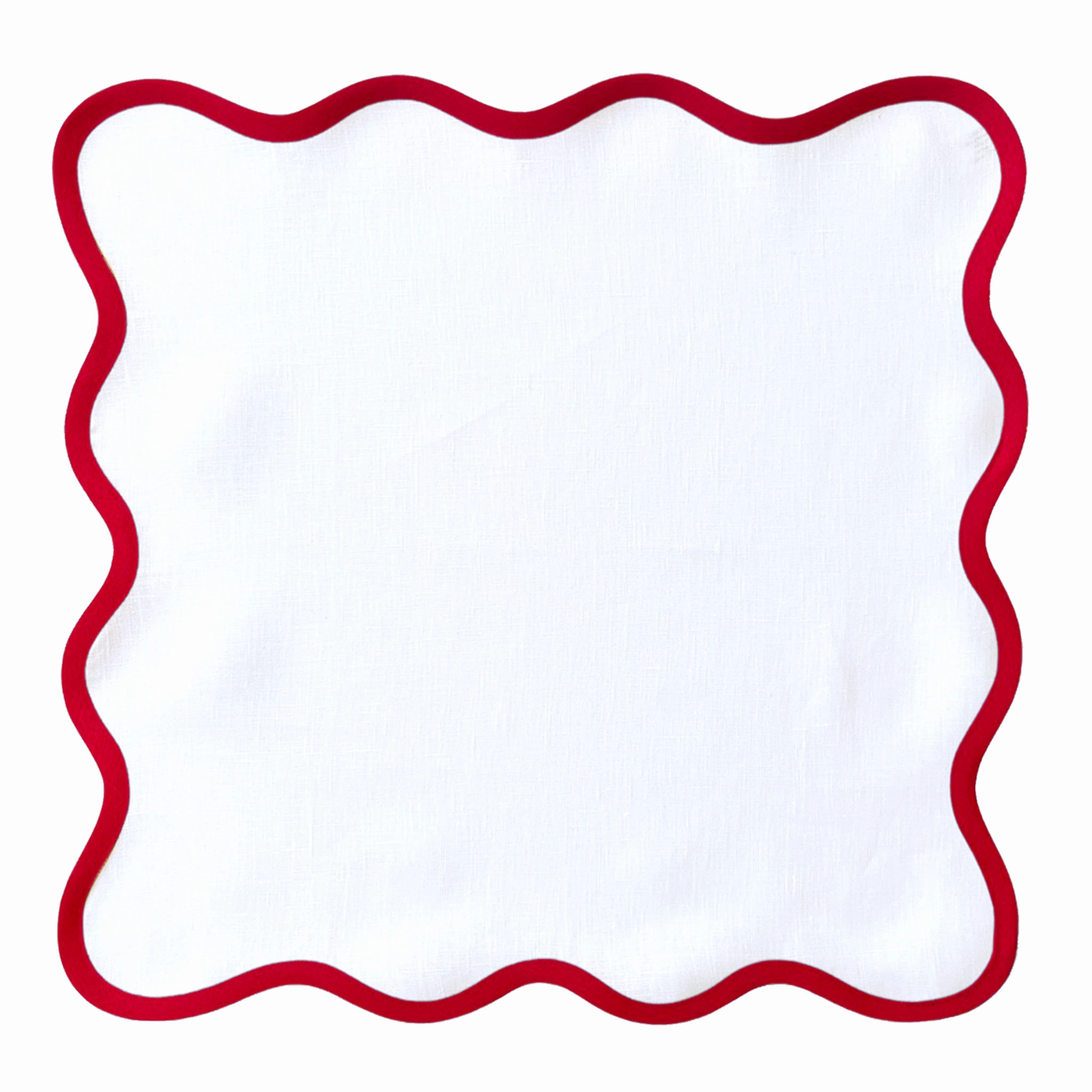 Scalloped Square Table Linen, Lily White with Rosebud Trim cute desktop display