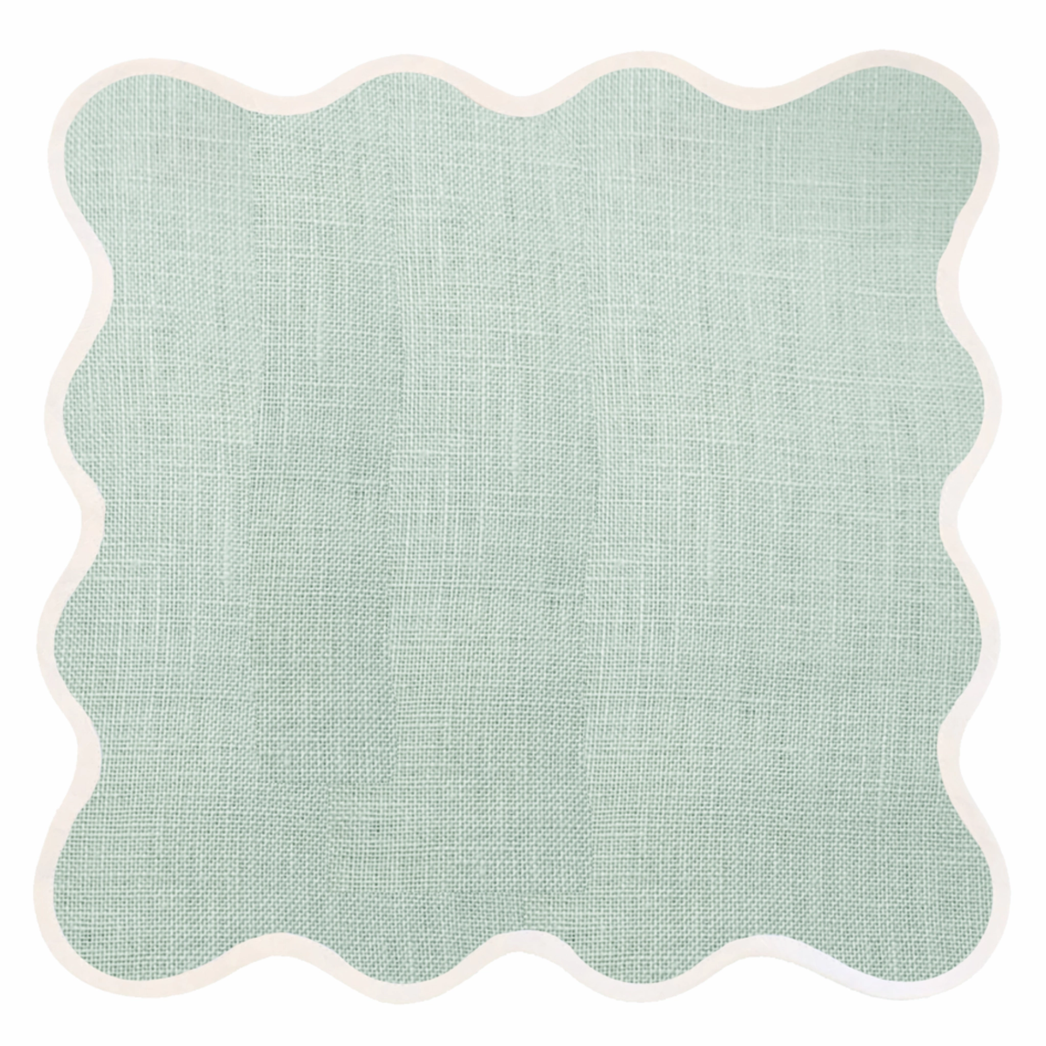 Scalloped Square Table Linen, Sage Green mini desktop sculpture