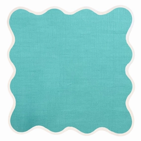 Scalloped Square Table Linen, Turquoise mini desktop sculpture