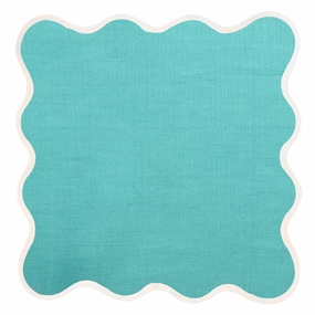 Scalloped Square Table Linen, Turquoise cute desktop display